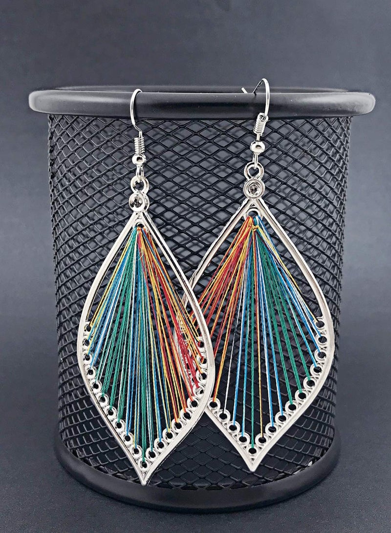 RONLLNA Earrings for Women Colorful Layered Tassel Earrings Bohemian Dangle Drop Tiered Tassel Druzy Stud Earrings Women Gifts - Image 2